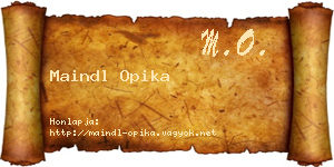 Maindl Opika névjegykártya